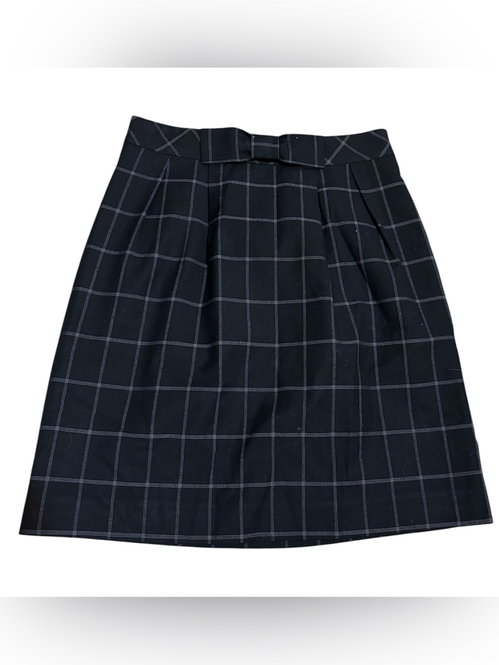 🌹🌹Jacob Black Windowpane A-Line Skirt with Waist Bow